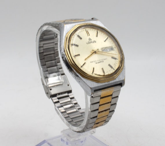 Vintage Lorus Men's wristwatch silver gold tone s… - image 1