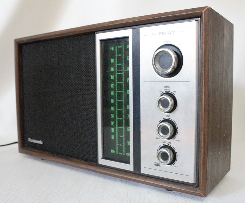 Vintage Panasonic AM/FM Radio Woodgrain Silver Aluminum Green - Etsy