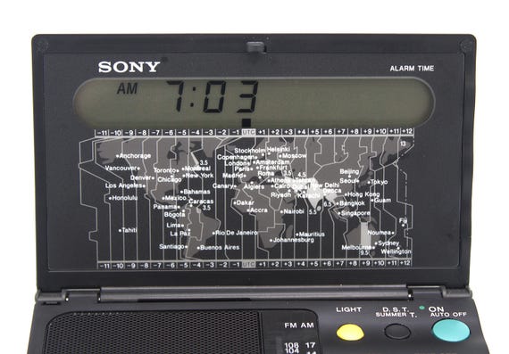 Vintage Sony World Radio FM/AM Receiver Digital Alarm Clock Pocket
