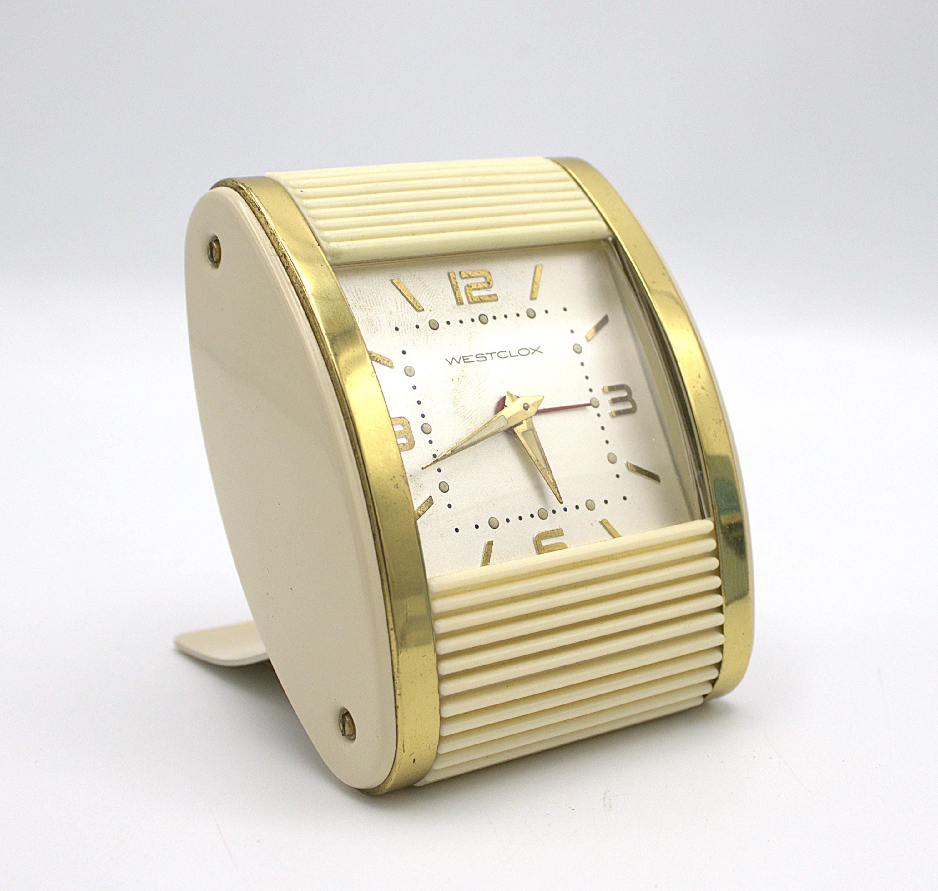 Vintage Westclox Mid-century Travel Alarm Clock Art Deco