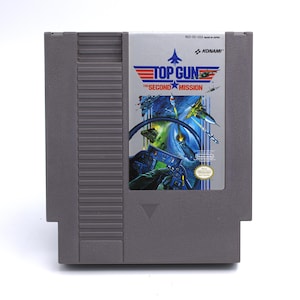 Vintage Nintendo game Top Gun 2 The Second Mission 8-bit NES console video game cartridge combat flight simulator Konami