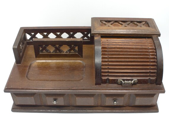 Vintage jewelry box desktop drawer organizer stan… - image 4