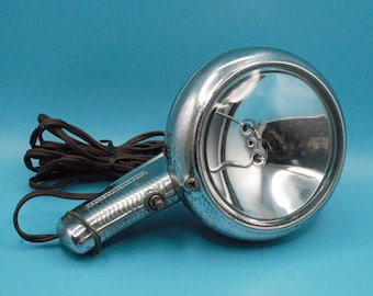 Vintage auto light roadside repair work light Auto Lamp model 750 chrome spotlight with car adaptor plug classic car accessory tools