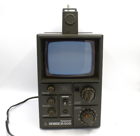 テレビ National Ranger 505 Vintage 1970s Panasonic Ranger-505 TV B&W Portable Solid State CRT