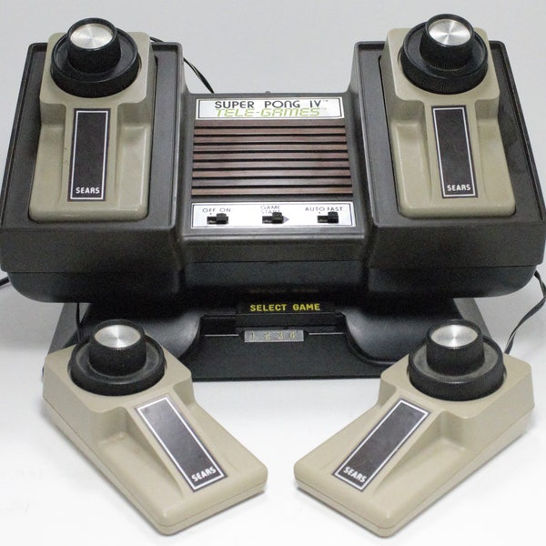 Vintage Super Pong IV consola original video game station 4 controlador completo en caja original con manual Sears Tele-Games Electronic Game