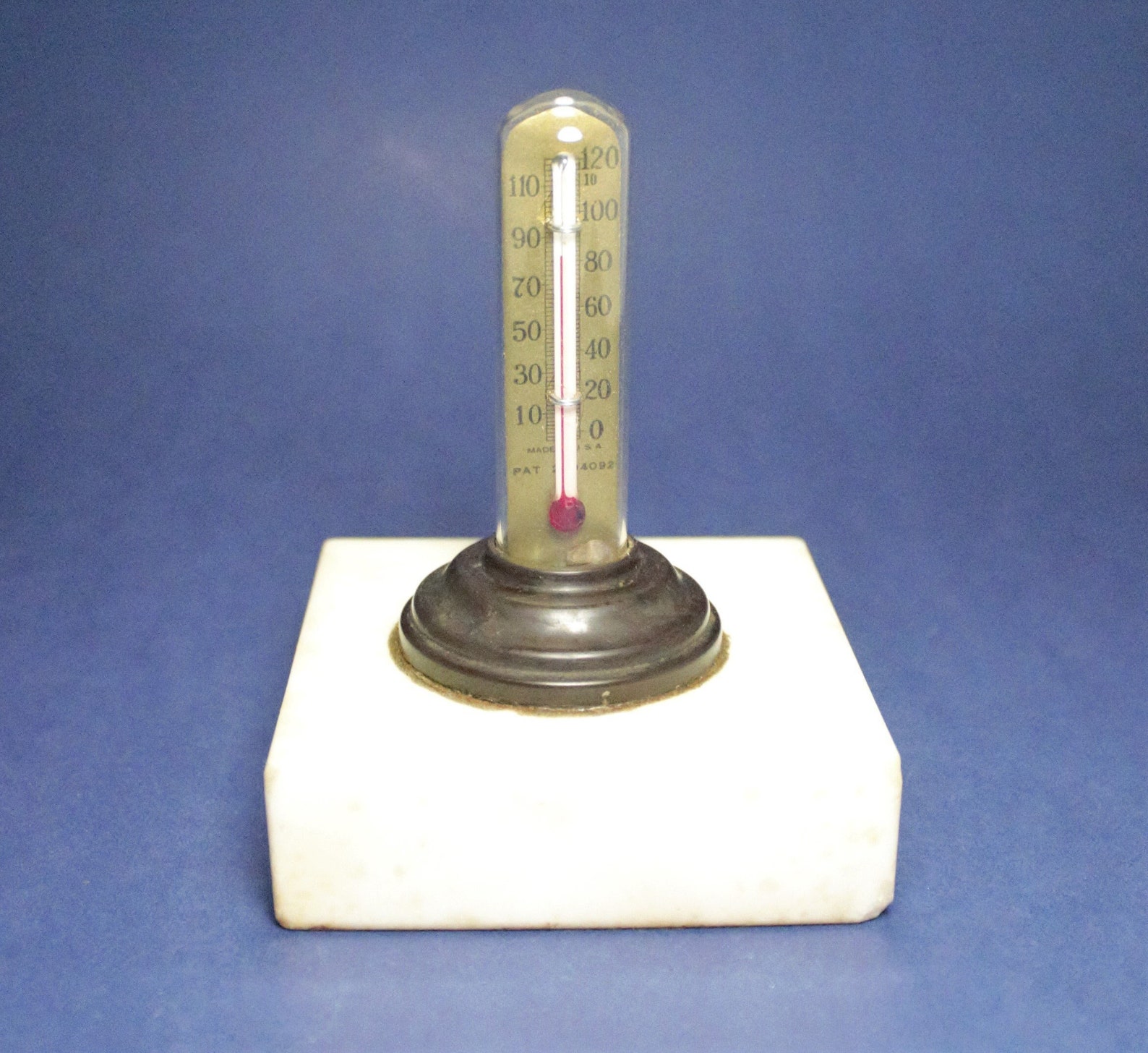 Vintage Thermometer Glass Tube Brass Red Temperature Gauge Etsy