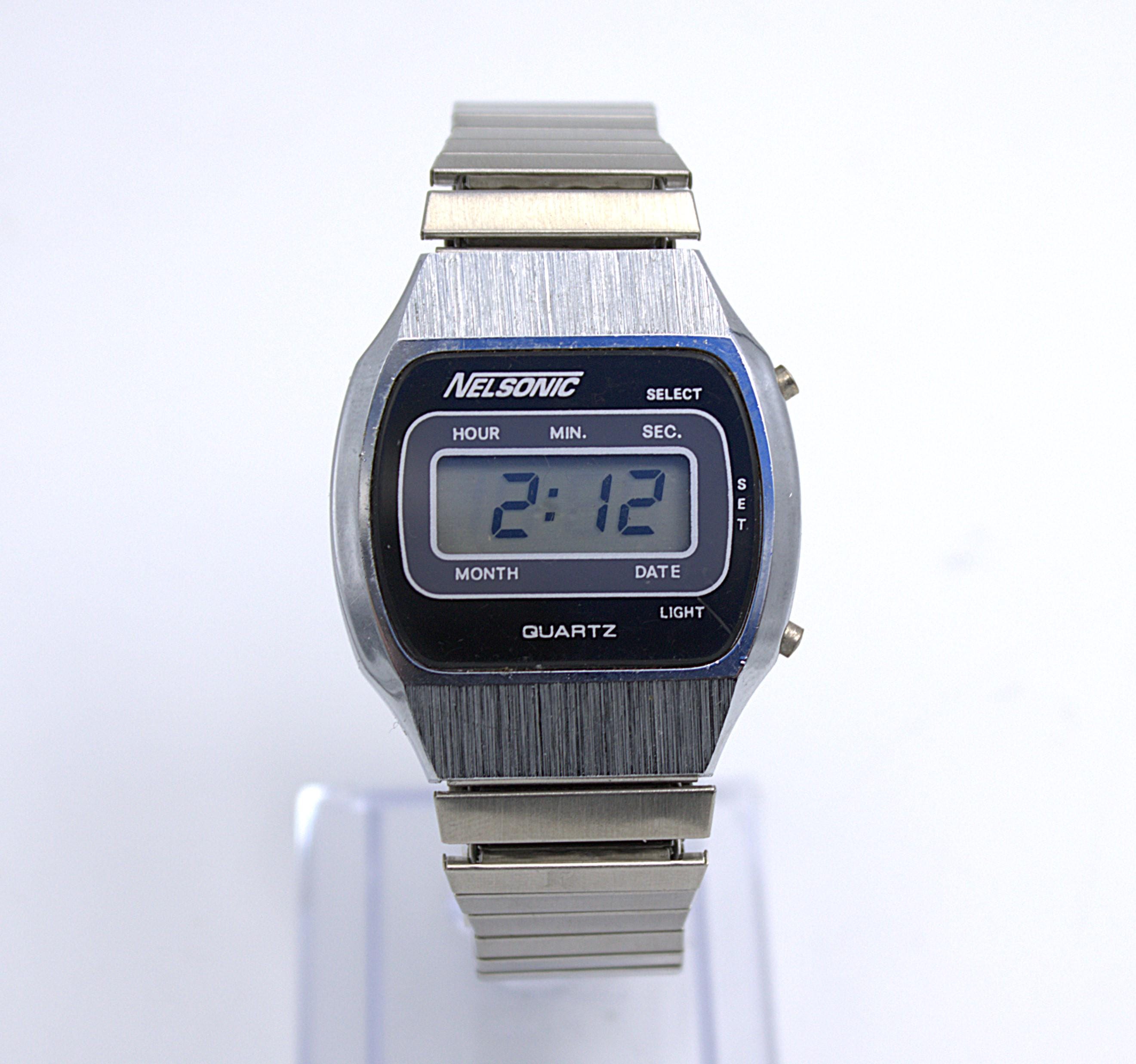 Nelson② Vintage 1980s Digital Watch Nelsonic LCD Quartz Time Display