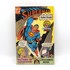 Vintage 1981 Superman Radio Shack comic book Tandy TRS-80 Computer Whiz Kids SuperGirl Victory by Computer issue DC Comics Tandy promo