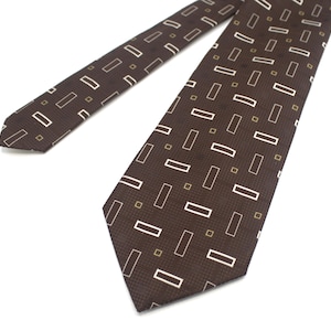 Vintage tie Montgomery Ward wide 1970s mod brown polyester retro old school 70s fashion geometric pattern