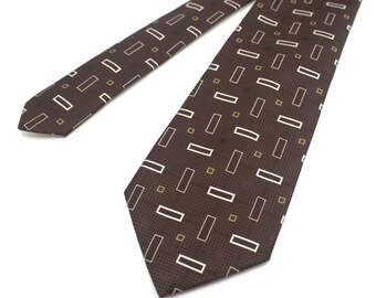 Vintage tie Montgomery Ward wide 1970s mod brown polyester retro old school 70s fashion geometric pattern
