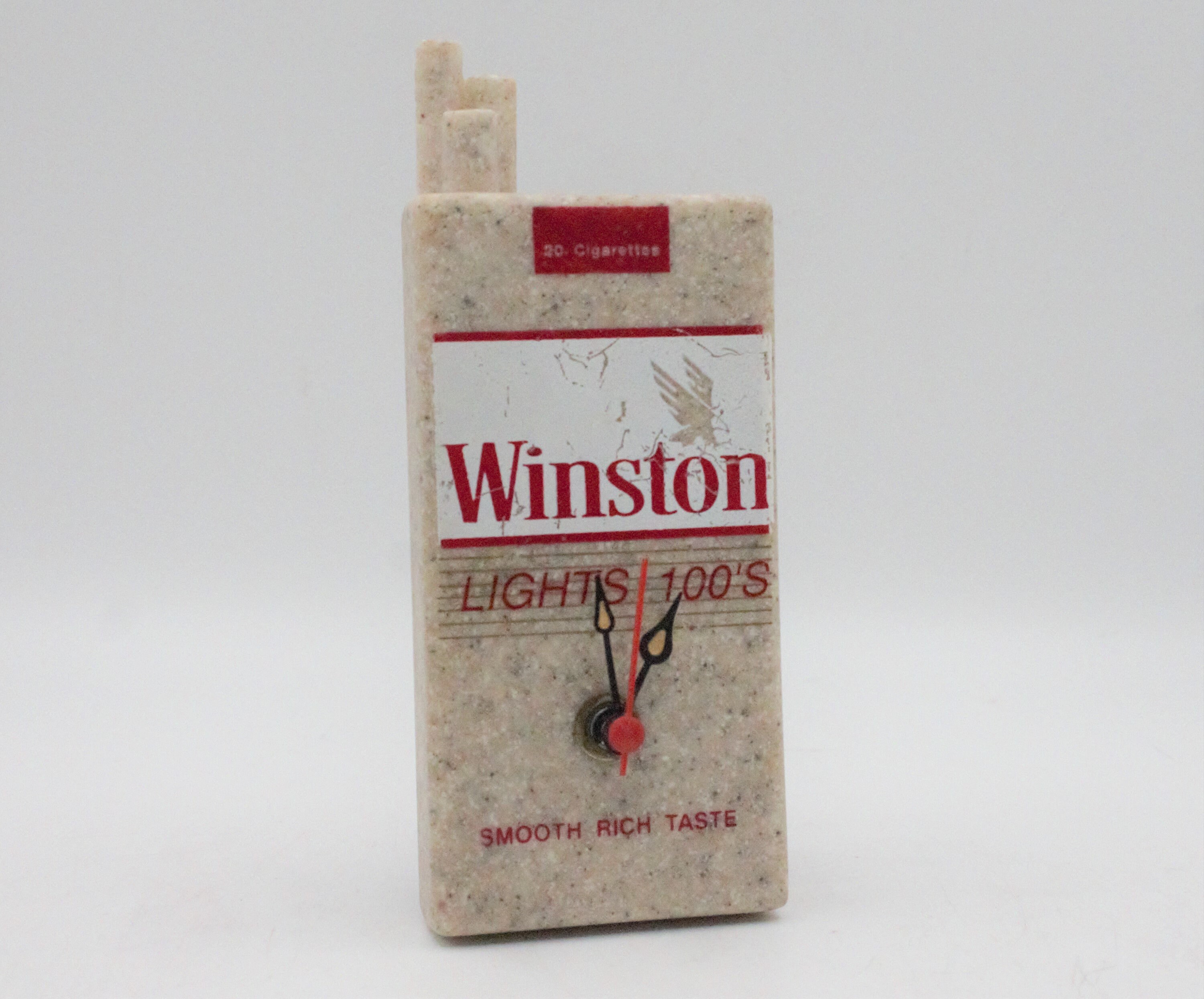 Vintage Winston Clock Cigarette Pack Surrell Simulated Granite Promotional  Advertising Analog Dial Electronic Quartz