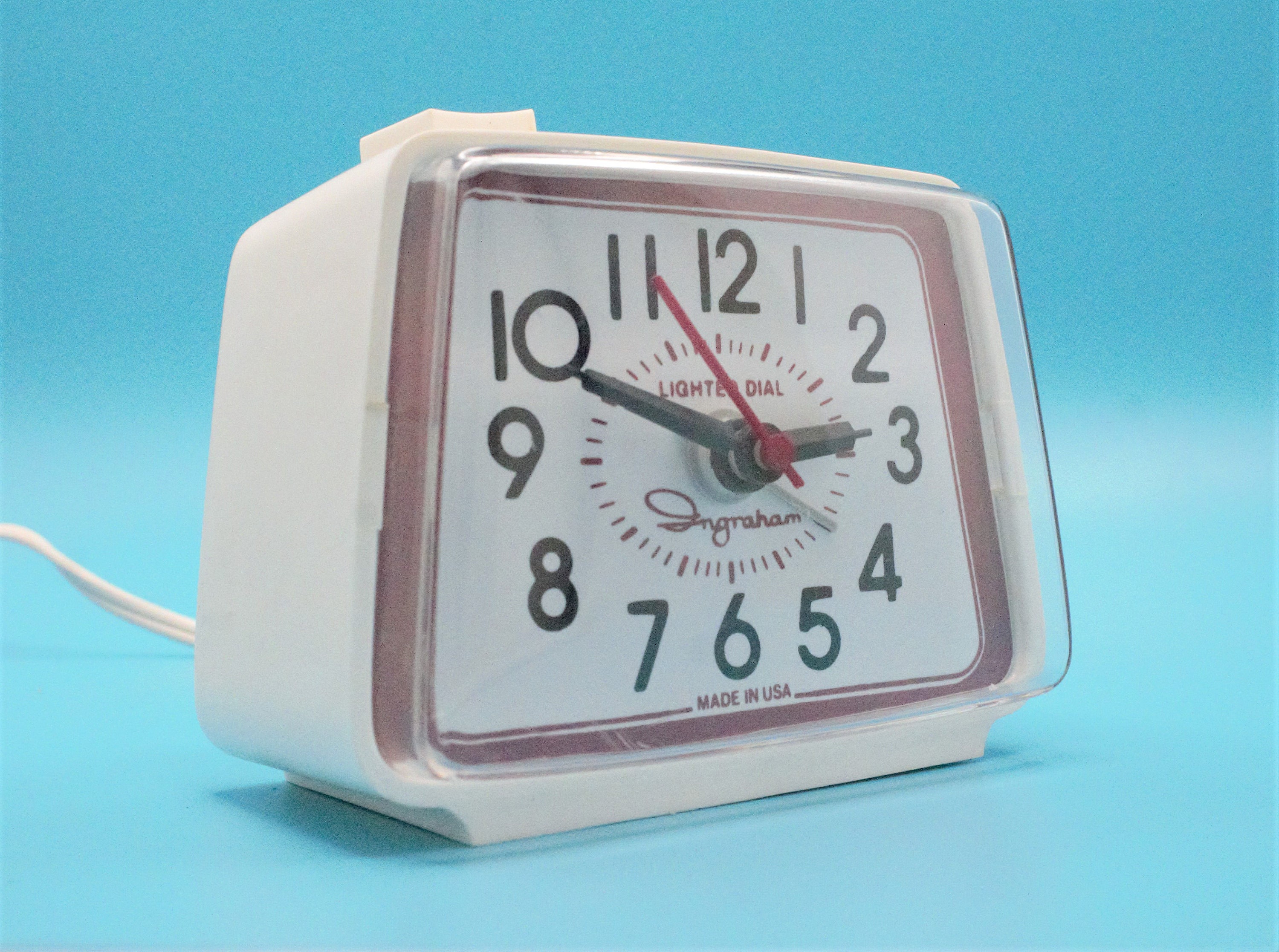 Vintage Electric Alarm Clock Analog Backlit Dial Buzzer Wake Tone