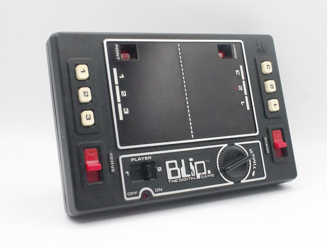 Vintage 1970s Handheld Electronic Game Blip Tennis 12 Player Mechanical Red LED Mini Ping Pong