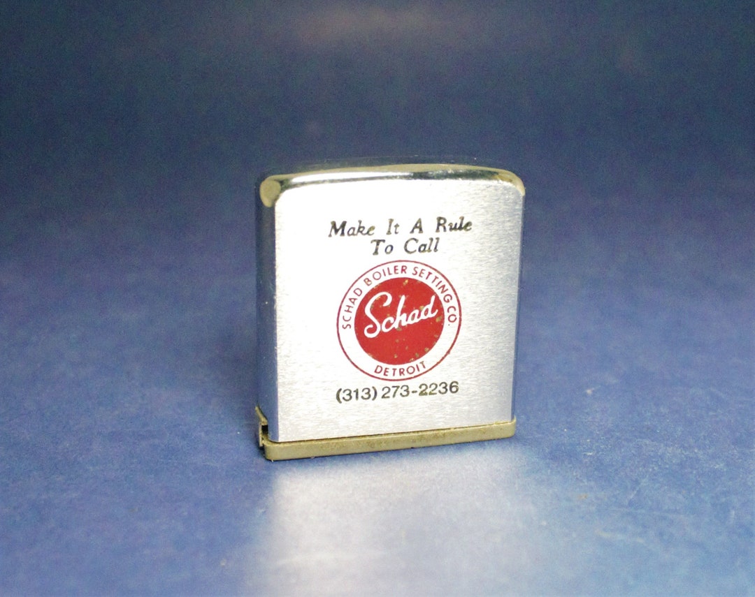 Vintage 1950s Zippo Tape Measure Chrome White Metal Mini Etsy