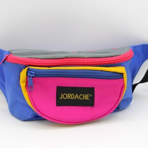 Vintage 1980s Jordache Fannypack Bright Blue and Hot Pink Classic