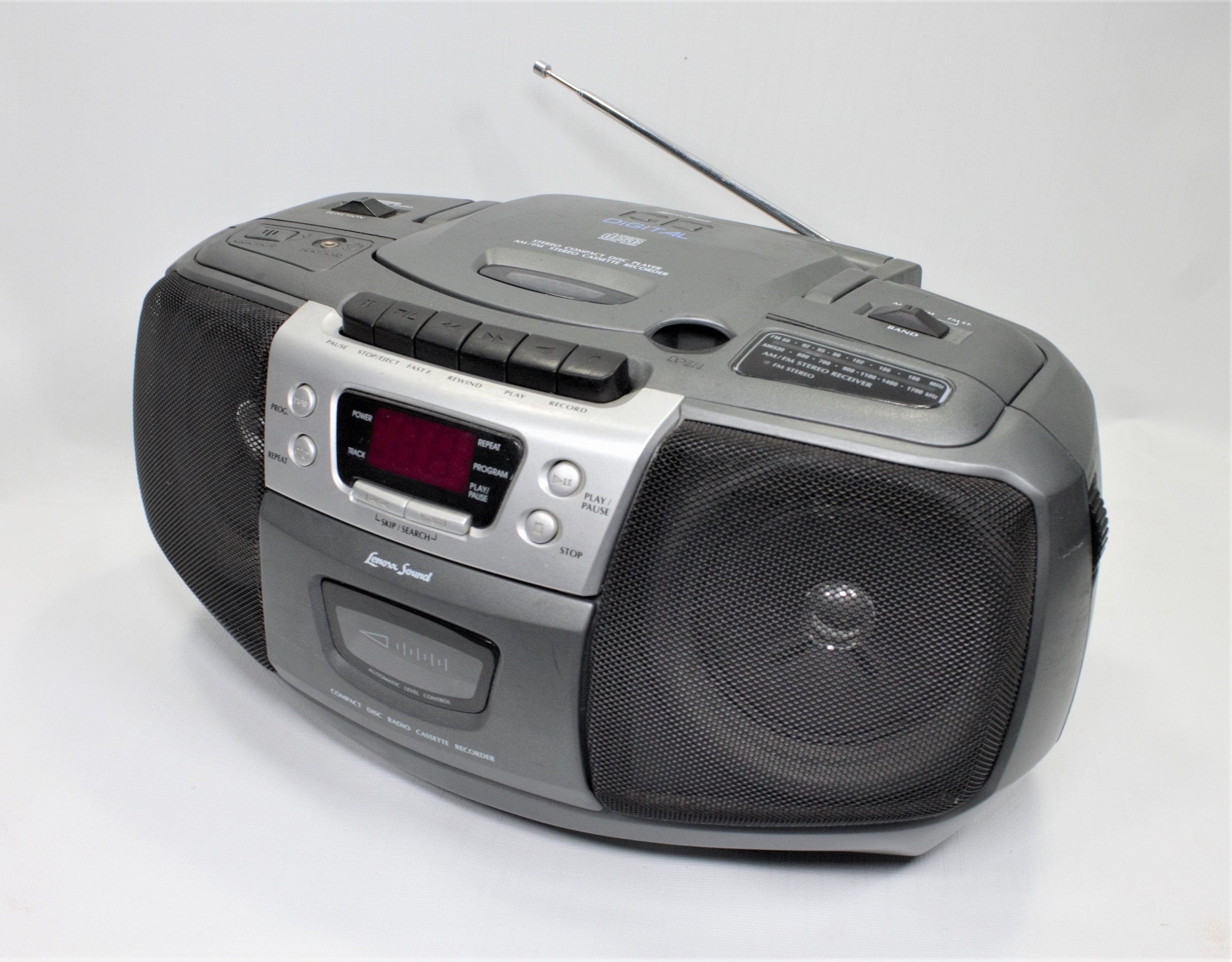 Vintage Boombox CD Cassette Tape Player Recorder Portable Stereo