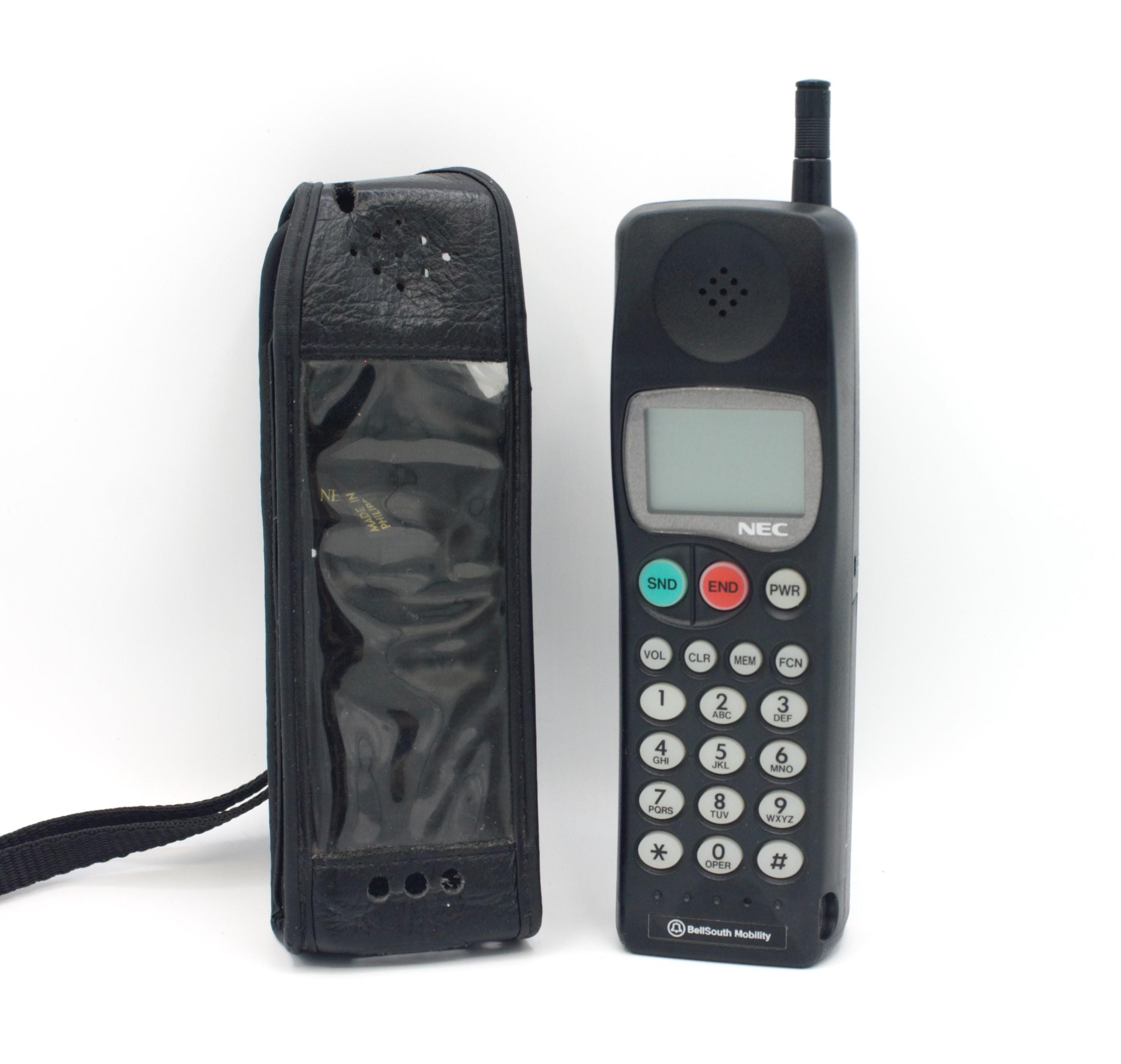 Vintage NEC mobile phone portable cellular phone with case Bell South Mobility