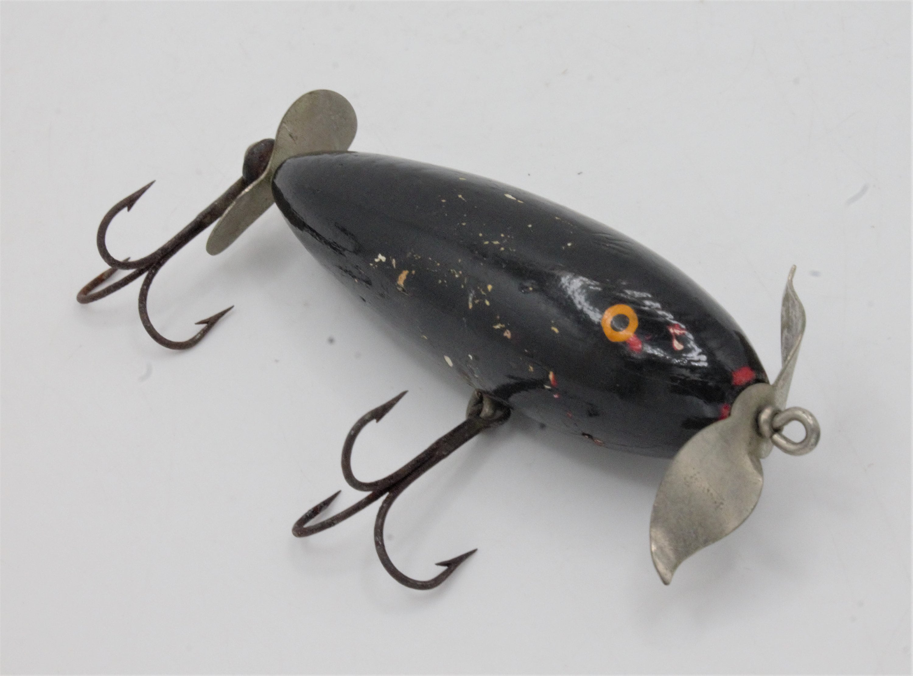 Vintage Fishing Lure 1950s Wood and Painted With Stainless Steel