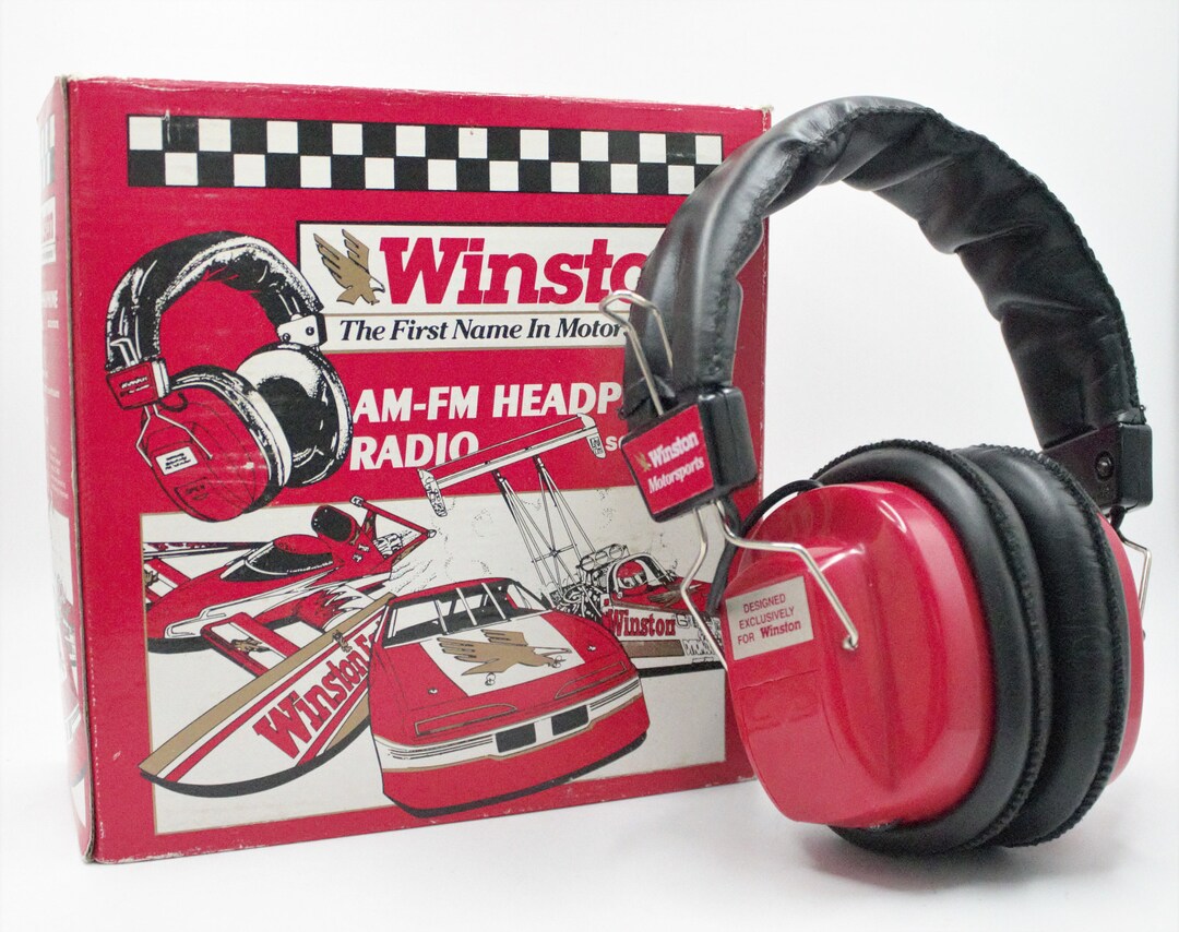 Vintage Winston Racing Stereo Headphones AM/FM Solid State Radio Sound