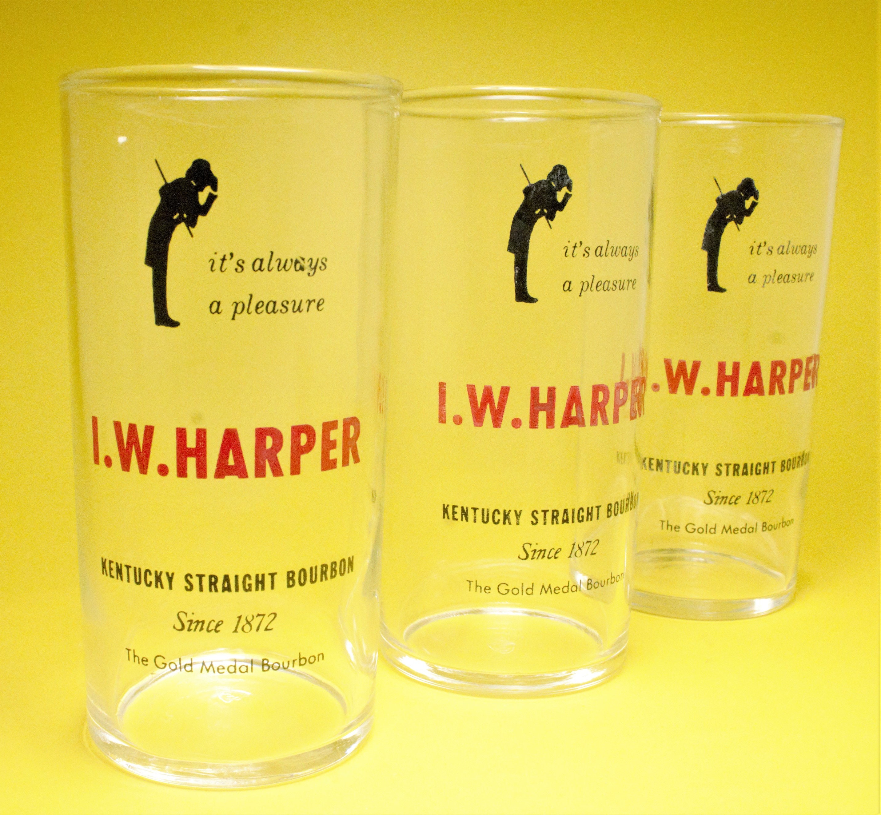 3 I W HARPER Gold Medal Kentucky Bourbon Shot Glasses Louisville KY 