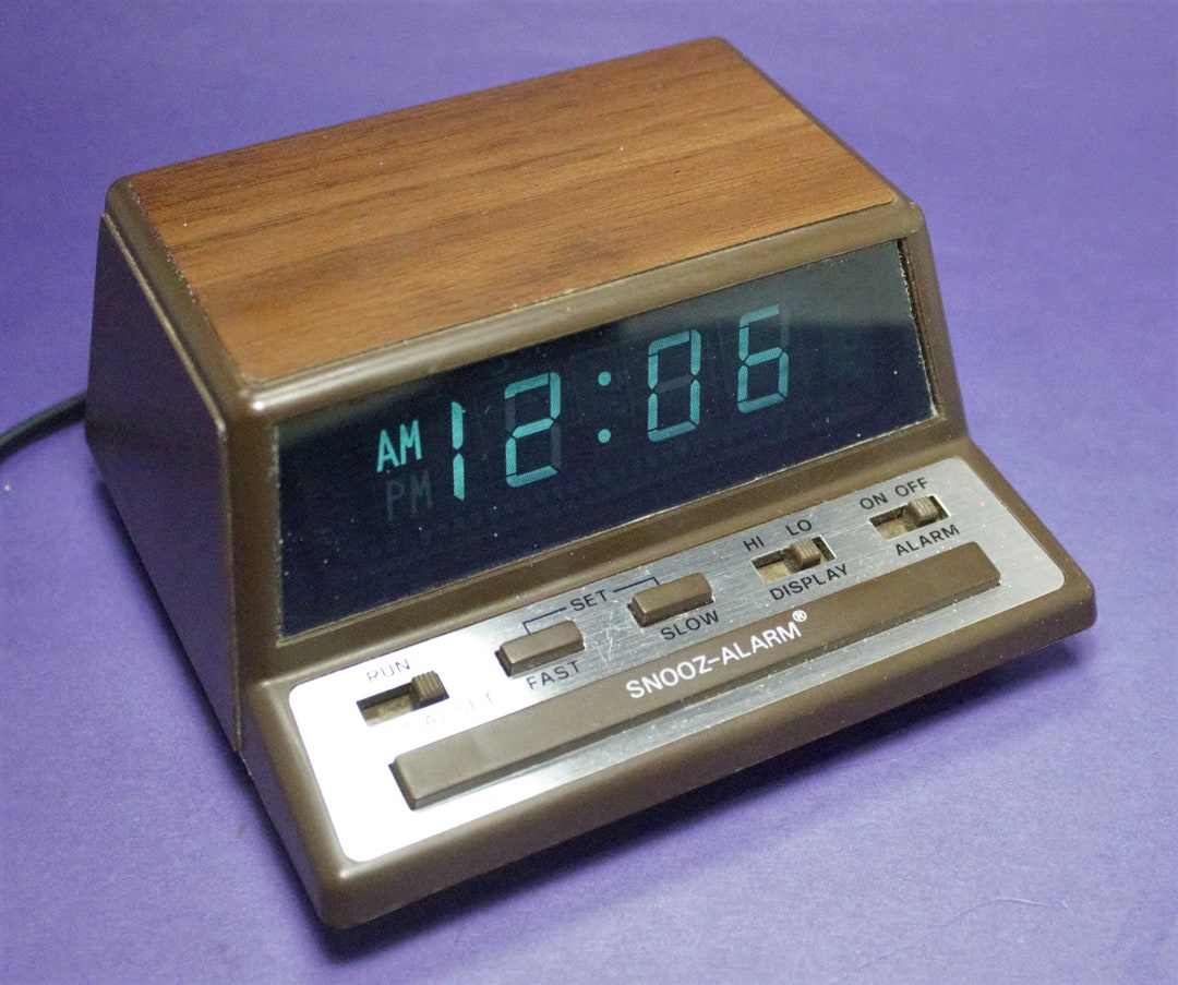 Vintage Digital Alarm Clock Bright Green LED Lighted Time - Etsy