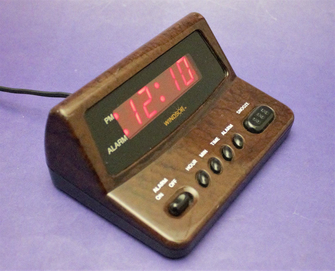 Vintage Digital Alarm Clock Simulated Burled Walnut Woodgrain Etsy