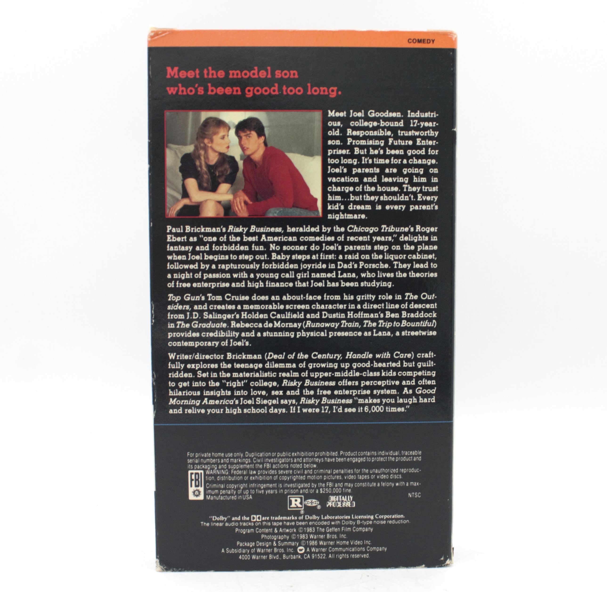 Vintage 1980s VHS Risky Business Tom Cruise Movie WB Geffen 1983