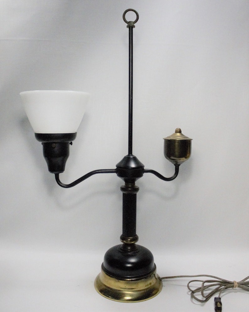 Vintage Brass Black Metal Electric Oil Lamp Style Table Light Etsy