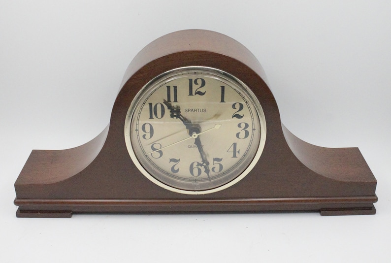 Vintage Spartus Electric Mantle Clock Simulated Wood Brass Etsy