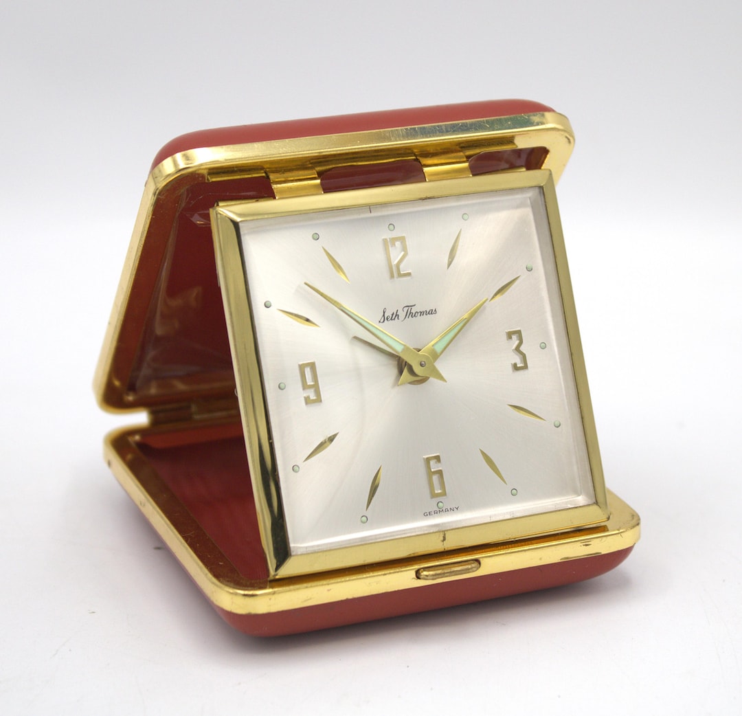Vintage Seth Thomas Travel Alarm Clock Mid-century Brass Spring Wound ...