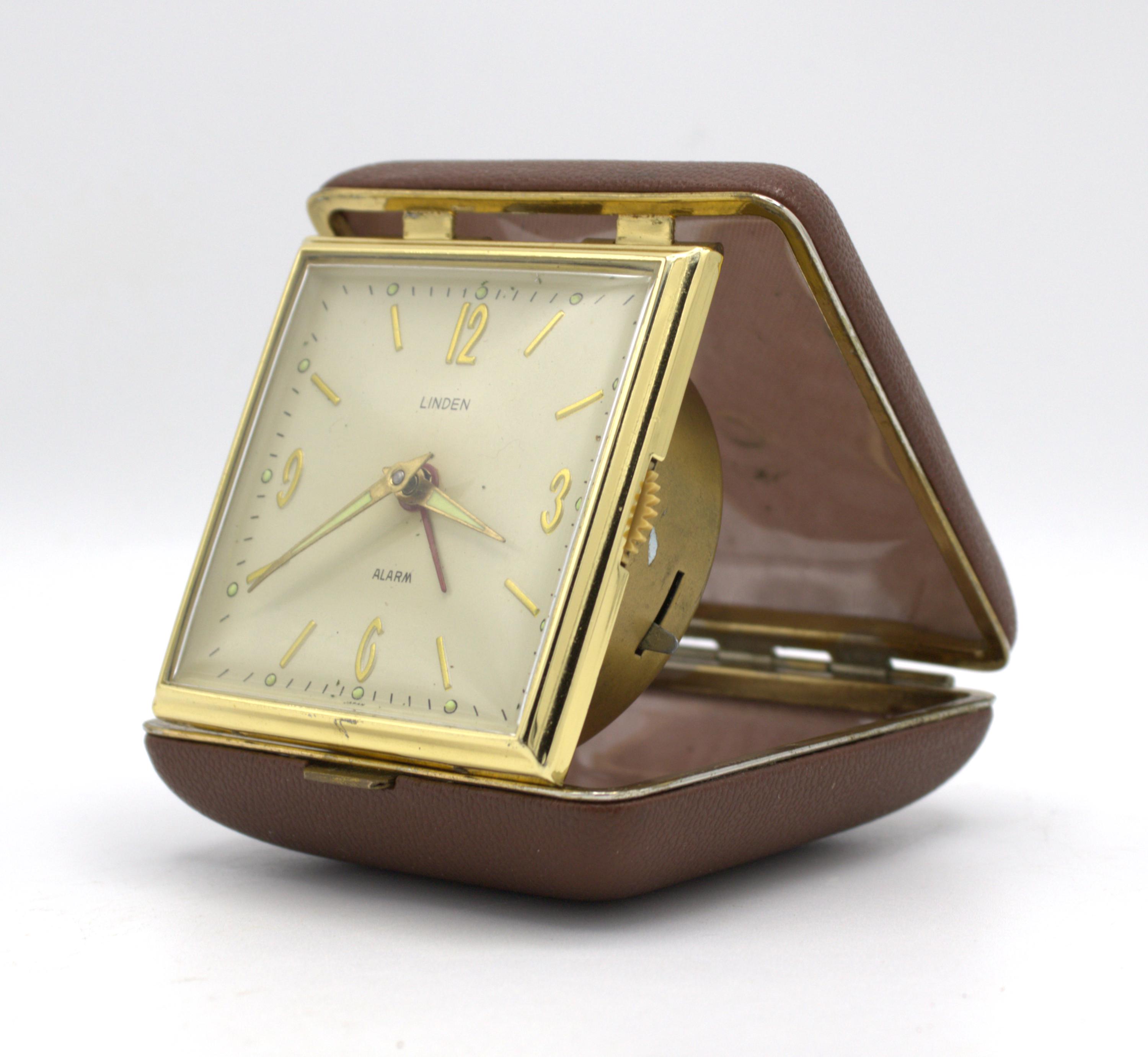 Vintage Linden Travel Alarm Clock Mid Century Analog Dial