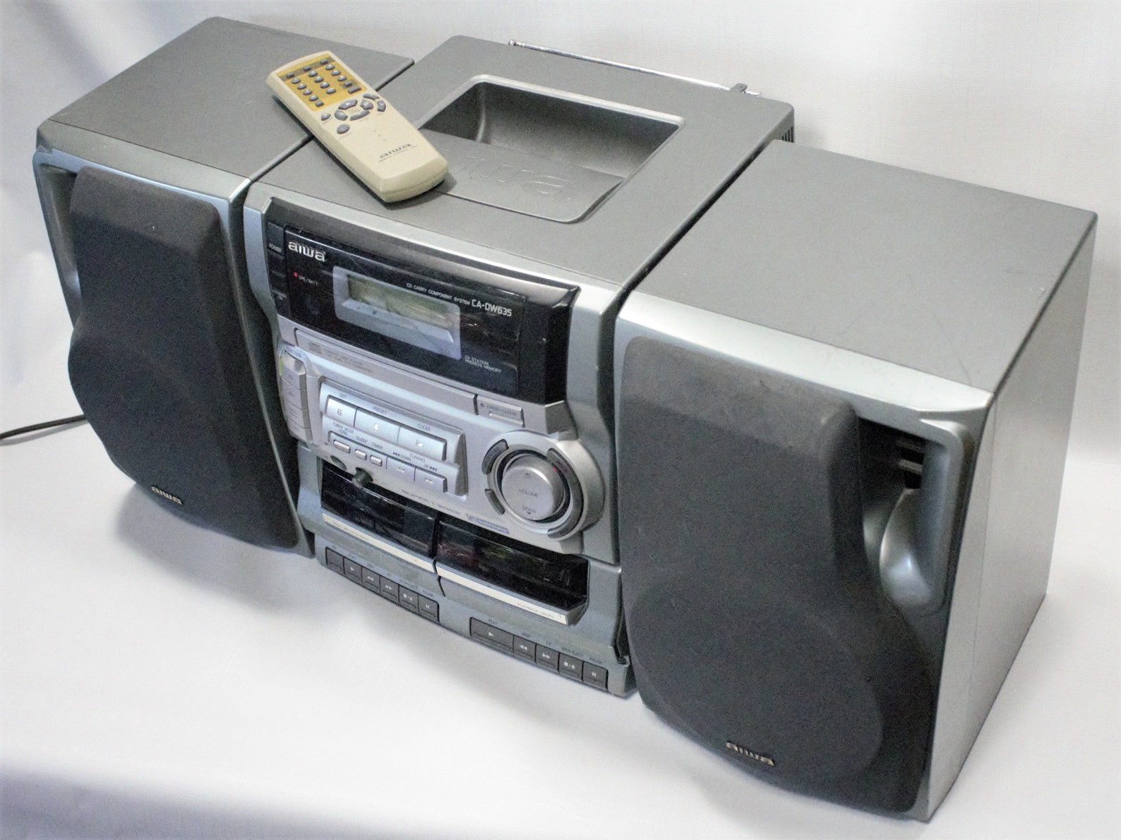 Vintage Boombox Aiwa CD Dual Cassette Tape Deck Player Etsy