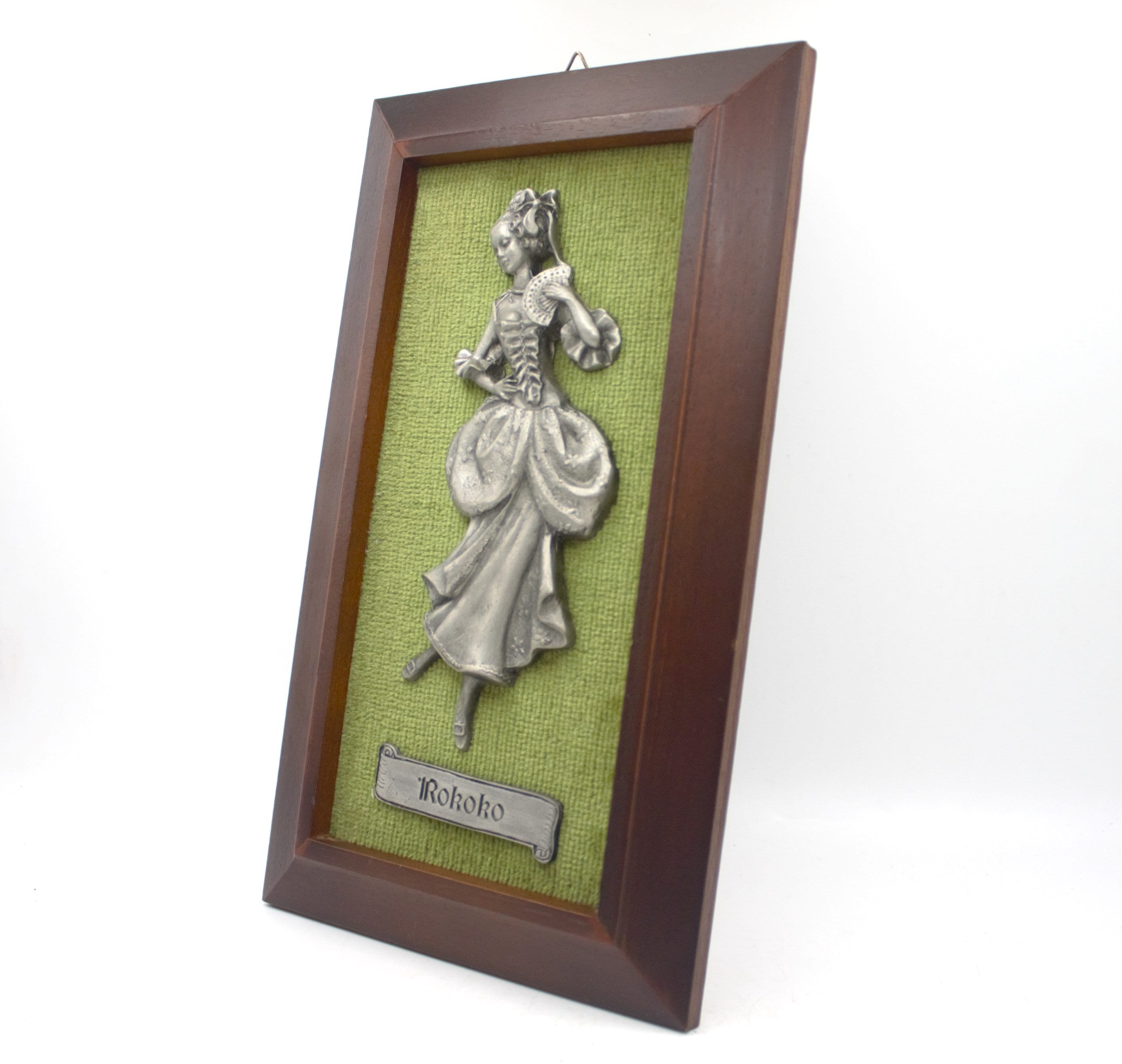 Vintage Relief Wall Hanging Pair Pewter Sculpture Art Detailed