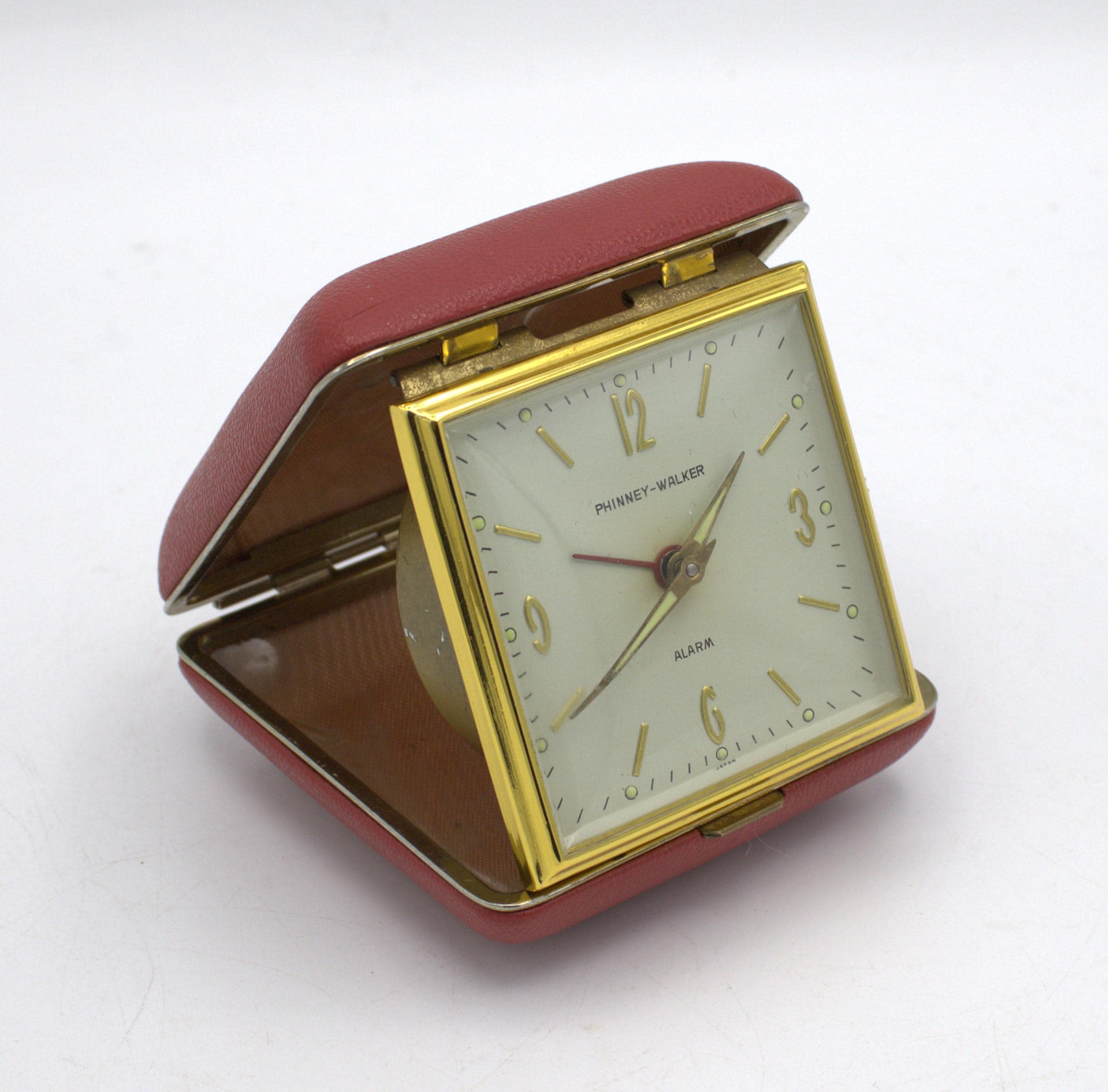 Vintage Phinney-walker Mid-century Travel Alarm Clock Spring Wound
