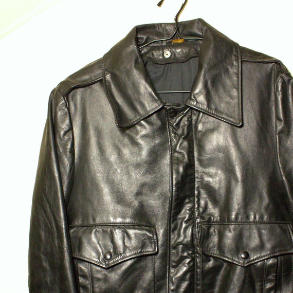 Vintage Black Heavy Leather Moto Jacket Cool James Dean Biker | Etsy