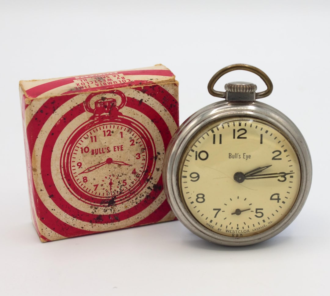 Vintage Westclox Bull's Eye Pocket Watch Spring Wound Mechanical