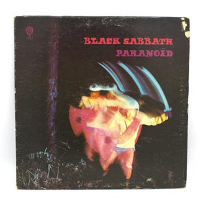 Vintage 1970s vinyl Black Sabbath 1970 album Paranoid Ozzy Osbourne Geezer Ward heavy metal icon original recording 12&quot; Stereo LP WB Record