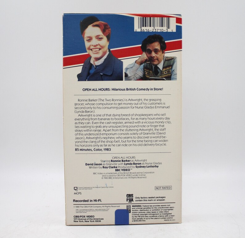 Vintage 1983 VHS British Comedy Television Open All Hours Brit TV ...