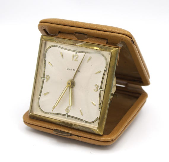 Vintage Westclox Travel Alarm Clock Mid-century Modern Brass
