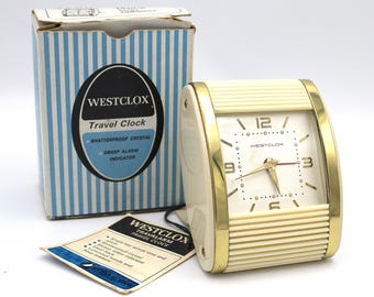Vintage Westclox Mid-century Travel Alarm Clock Art Deco