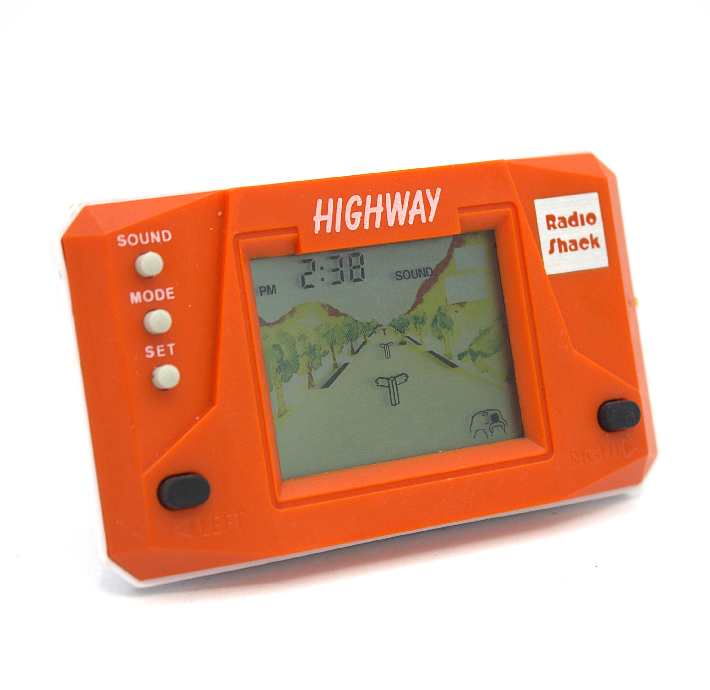 Vintage 1980s Highway Handheld Video Game Bright Orange LCD