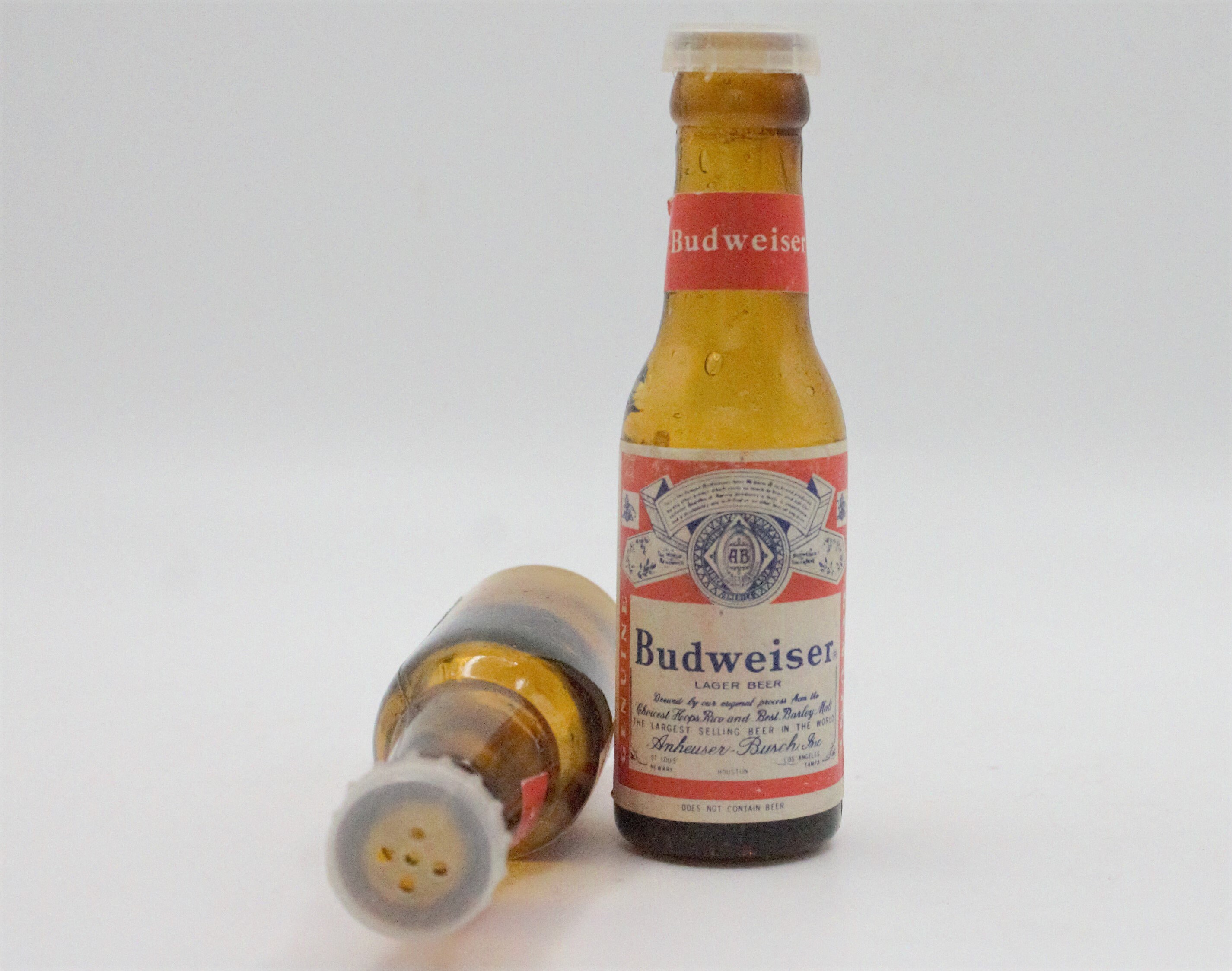 Vintage Budweiser Salt & Pepper Shakers Set Brown Glass Mini Etsy