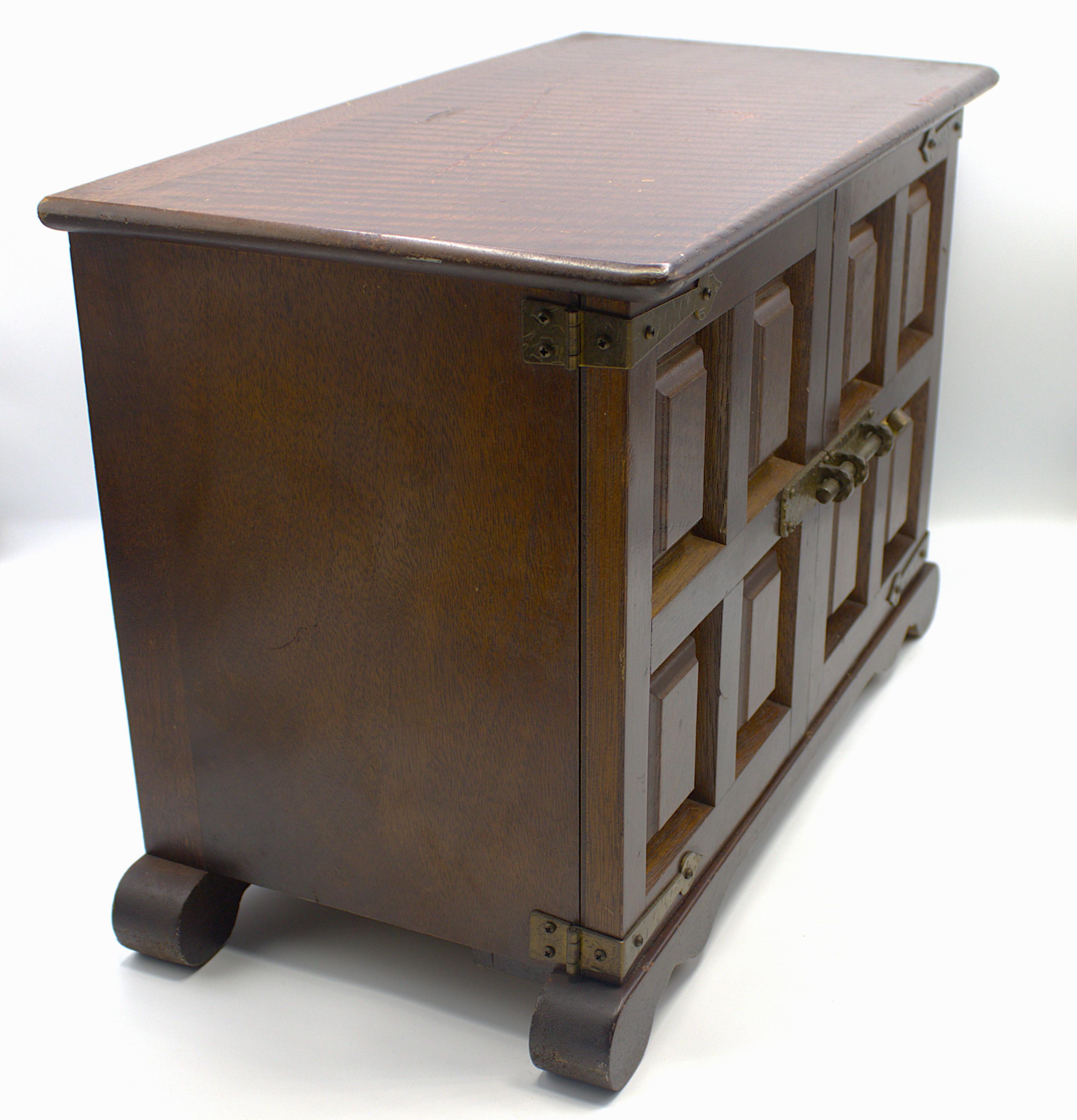 Vintage Jewelry Cabinet Music Box Brass Hardware Bolt Latch