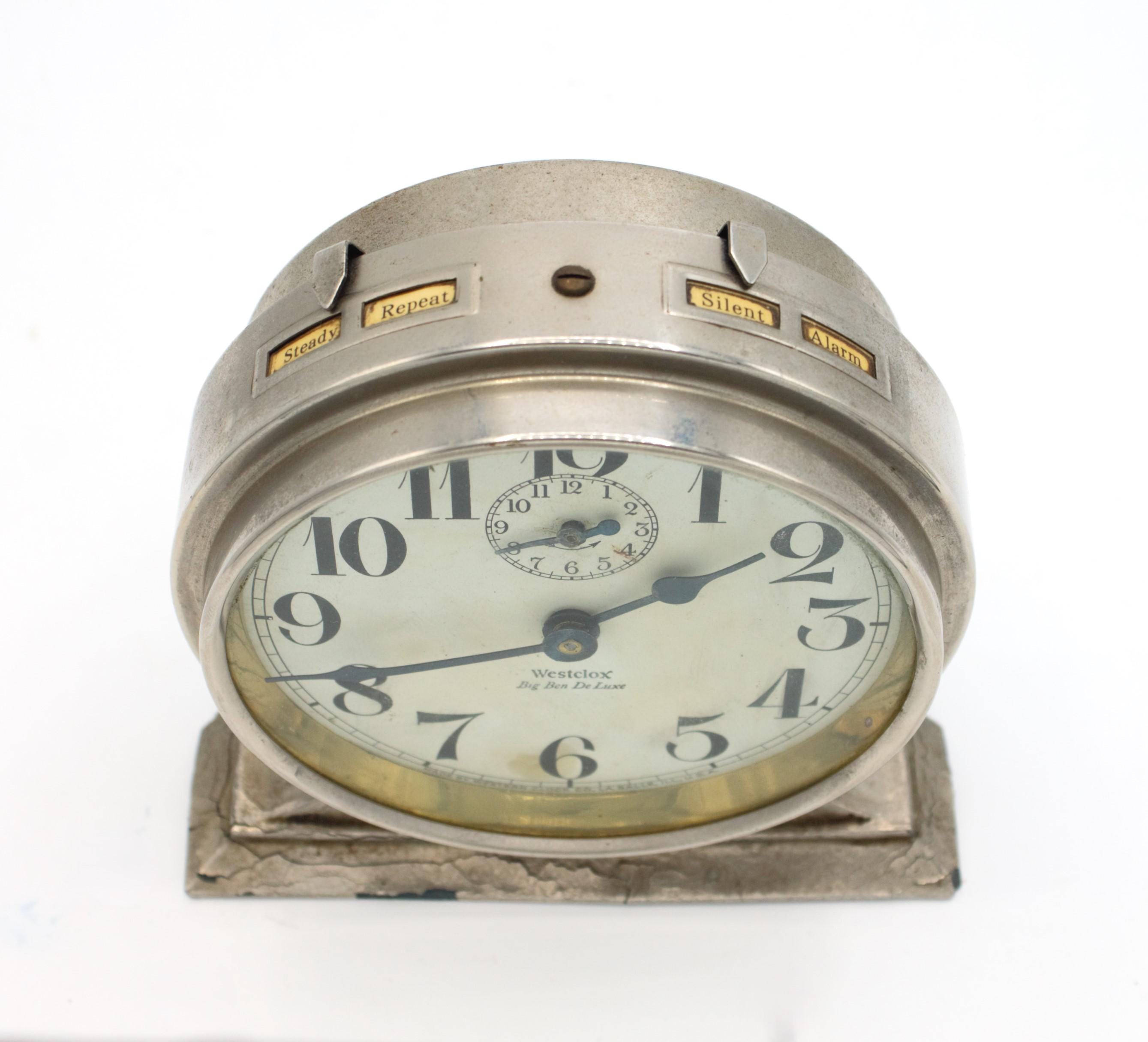 Vintage Westclox Big Ben De Luxe Alarm Clock Spring Wound