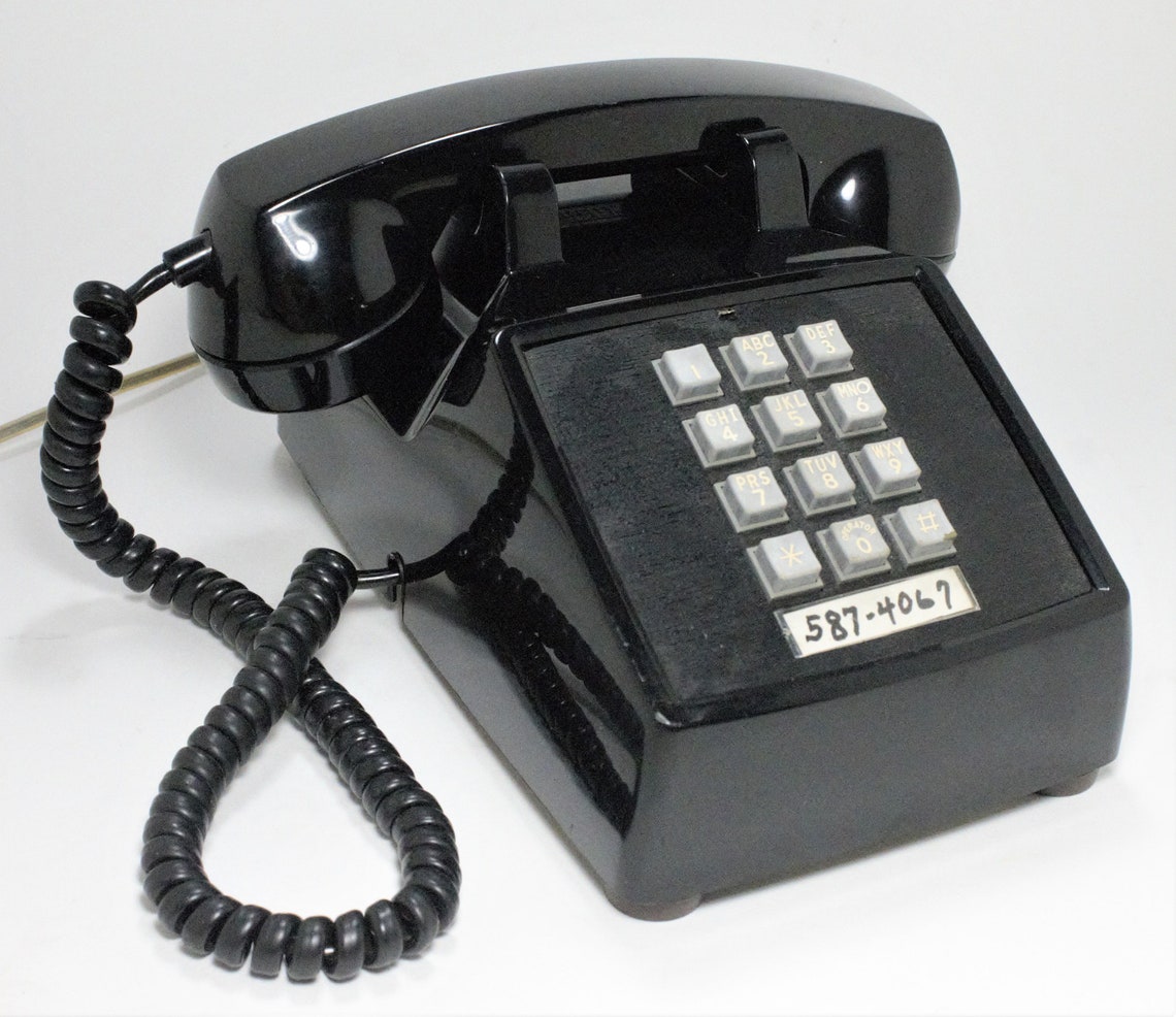 Vintage Phone Touchtone Button Telephone ITT Black Gloss Etsy
