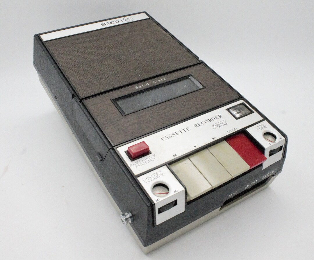 Vintage Interrogation Tape Cassette Recorder and Player Woodgrain