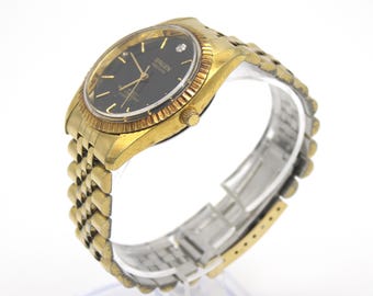Montre-bracelet Homme GRUEN Vintage - Cadran « Diamant », Mouvement Mécanique, Cuir - Occasion