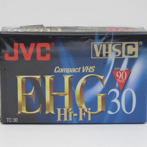 Vintage camcorder VHS mini video recorder cassette tape JVC EHG 30 Hi-Fi 90 min Japan sealed nos