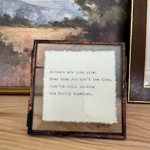 4x4” Custom Quote on Handmade Deckle Edge Paper | Personalized | Vintage Typewriter Art Gift | Graduation Fathers Day - BRASS Floating Frame image 2
