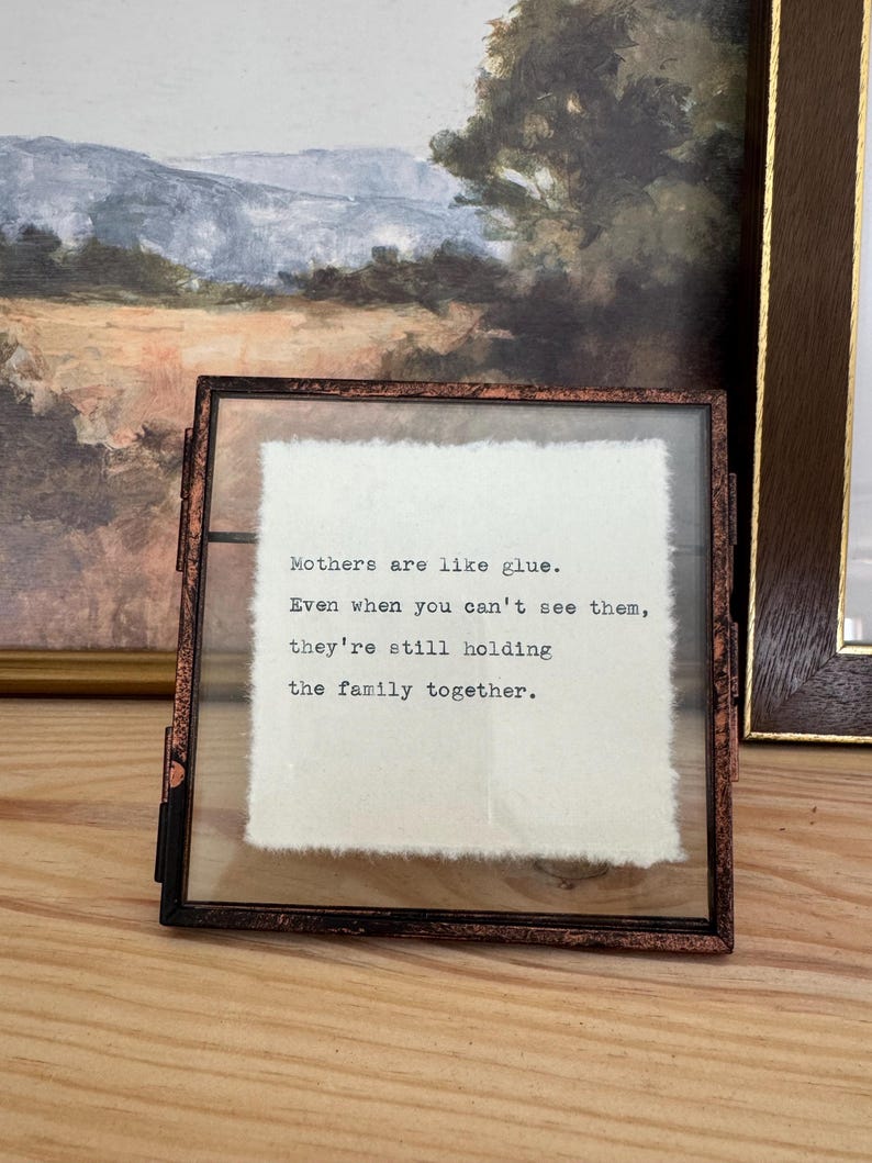 4x4” Custom Quote on Handmade Deckle Edge Paper | Personalized | Vintage Typewriter Art Gift | Graduation Fathers Day - BRASS Floating Frame image 2